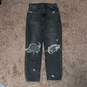 American eagle ripped black mom jeans